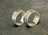 Sterling silver riveting hammered ring set or weddings bands, NiciArt 