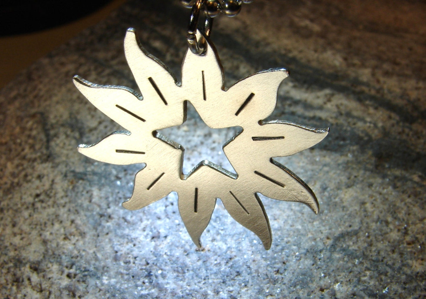 Sterling silver sun with a star handcrafted artistic necklace