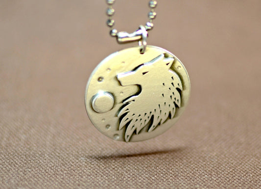 Sterling Silver Wolf Medallion Necklace