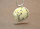 Sterling silver wild wolf under full moon necklace, NiciArt 