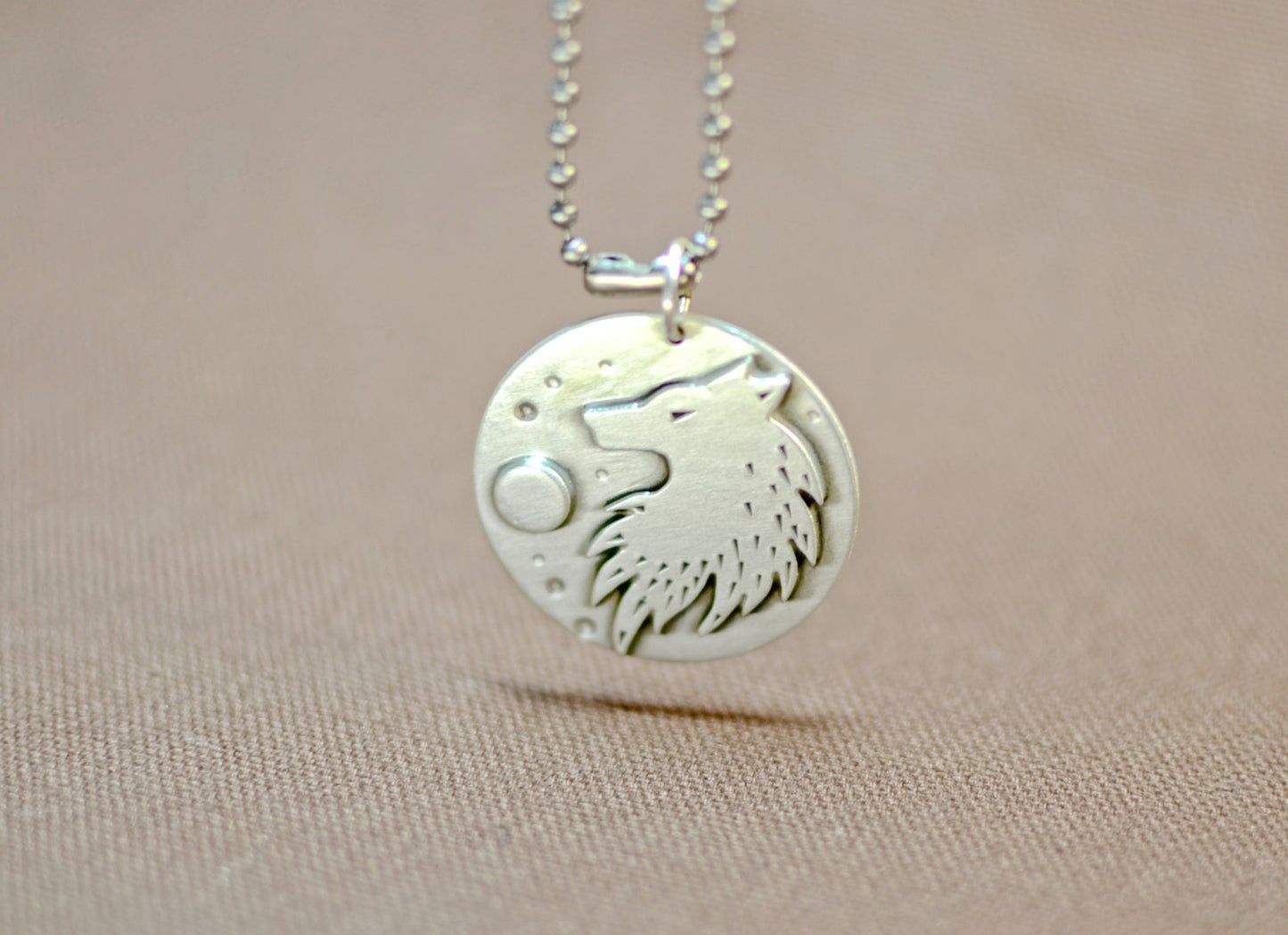 Sterling Silver Wolf Medallion Necklace