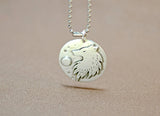 Sterling silver wild wolf under full moon necklace, NiciArt 