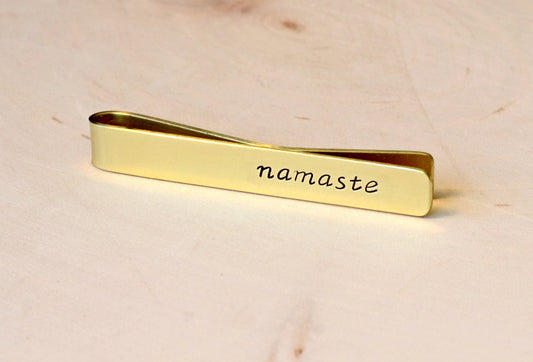 Brass Tie Bar with Namaste