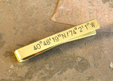 Personalized Latitude Longitude Tie Bar in Brass, NiciArt 