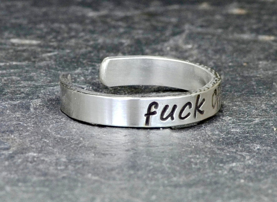 F'ck Off Toe Ring with Sterling Silver Band