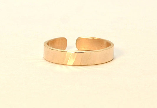 Yellow Gold Hammered Toe Ring - Solid 14k Gold