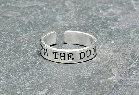 Men's I am the dude sterling silver toe ring, NiciArt 