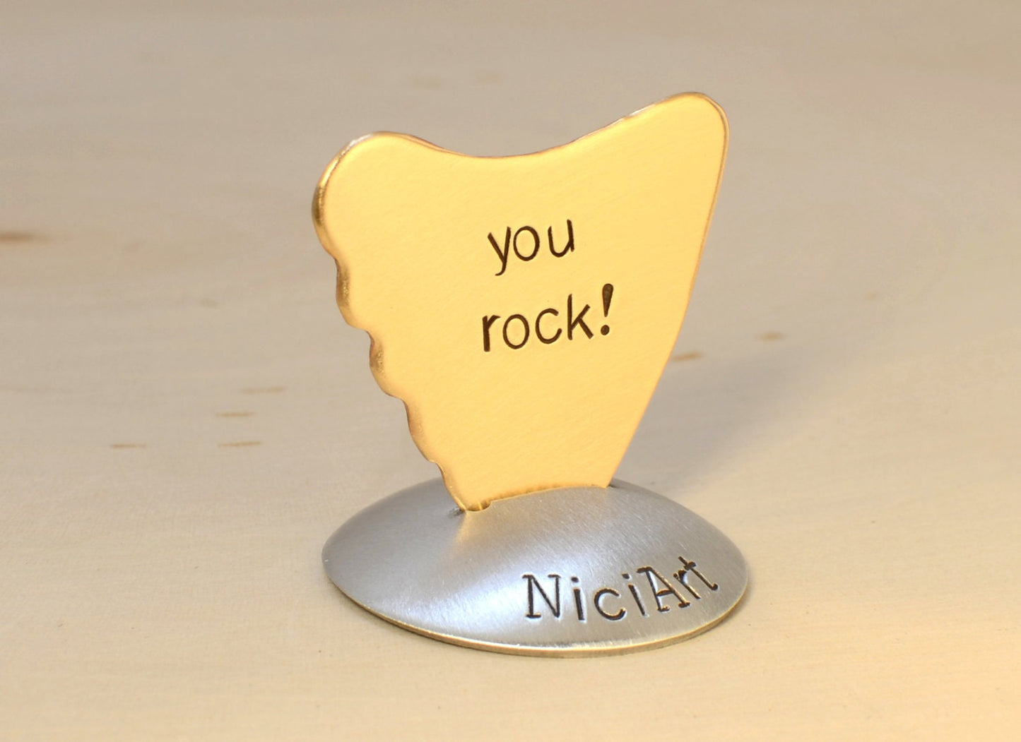 Shark Fin Guitar Pick with You Rock in Bronze