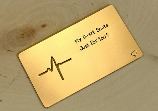 Bronze Wallet Insert engraved with My Heart Beats Just for You