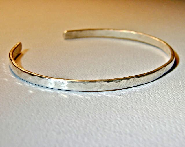 Sterling silver cuff bracelet in dainty round wire