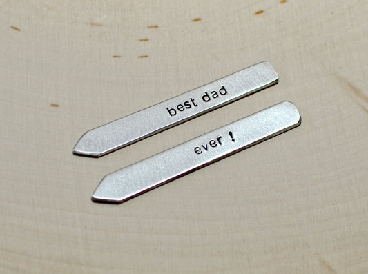 Collar stays for dad in your choice of silver or aluminum