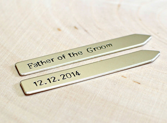 Sterling Silver Father of the Groom Collar Stays