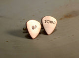 Guitar pick copper cuff links for new dads and Fathers Day, NiciArt 