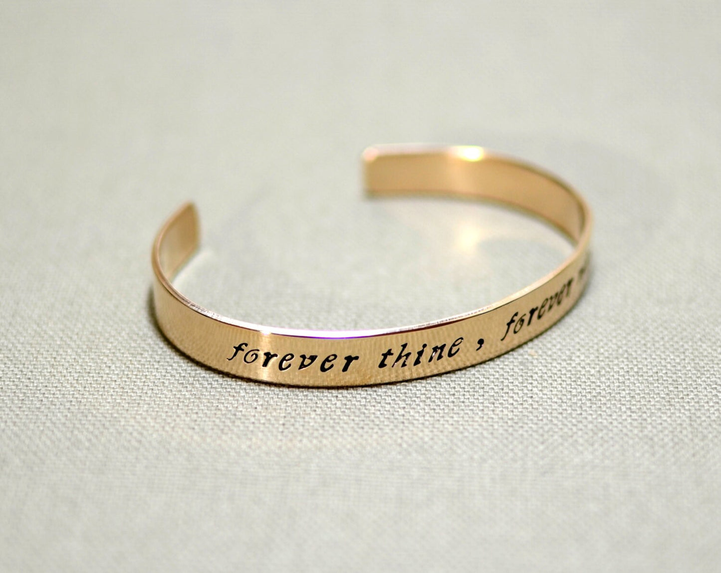 Bronze Cuff style Bracelet with Forever Thine Forever Mine