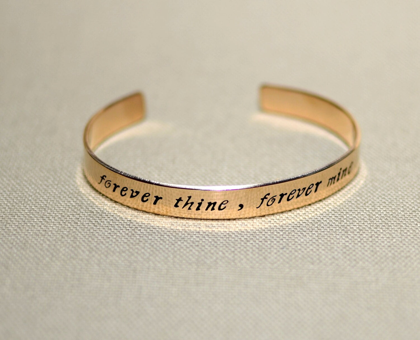 Bronze Cuff style Bracelet with Forever Thine Forever Mine