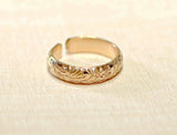 14K yellow gold toe ring with leaf design, NiciArt 