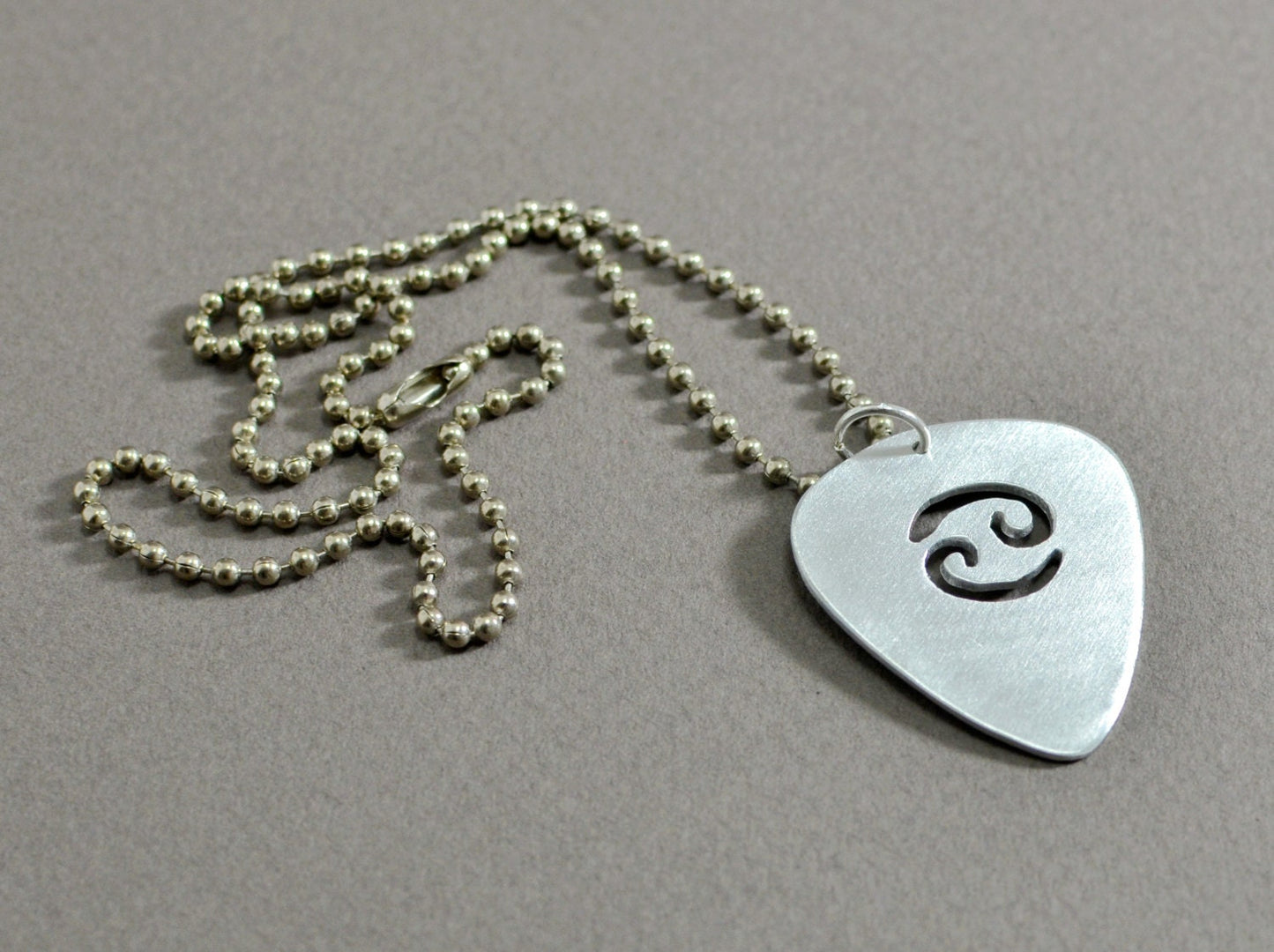 Zodiac sign sterling silver guitar pick necklace series