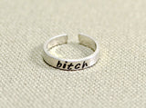 Bitch Toe Ring in Sterling Silver, NiciArt 