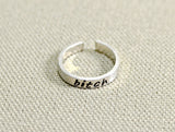Bitch Toe Ring in Sterling Silver, NiciArt 