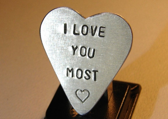 I Love You Aluminum Heart Shape Guitar Pick