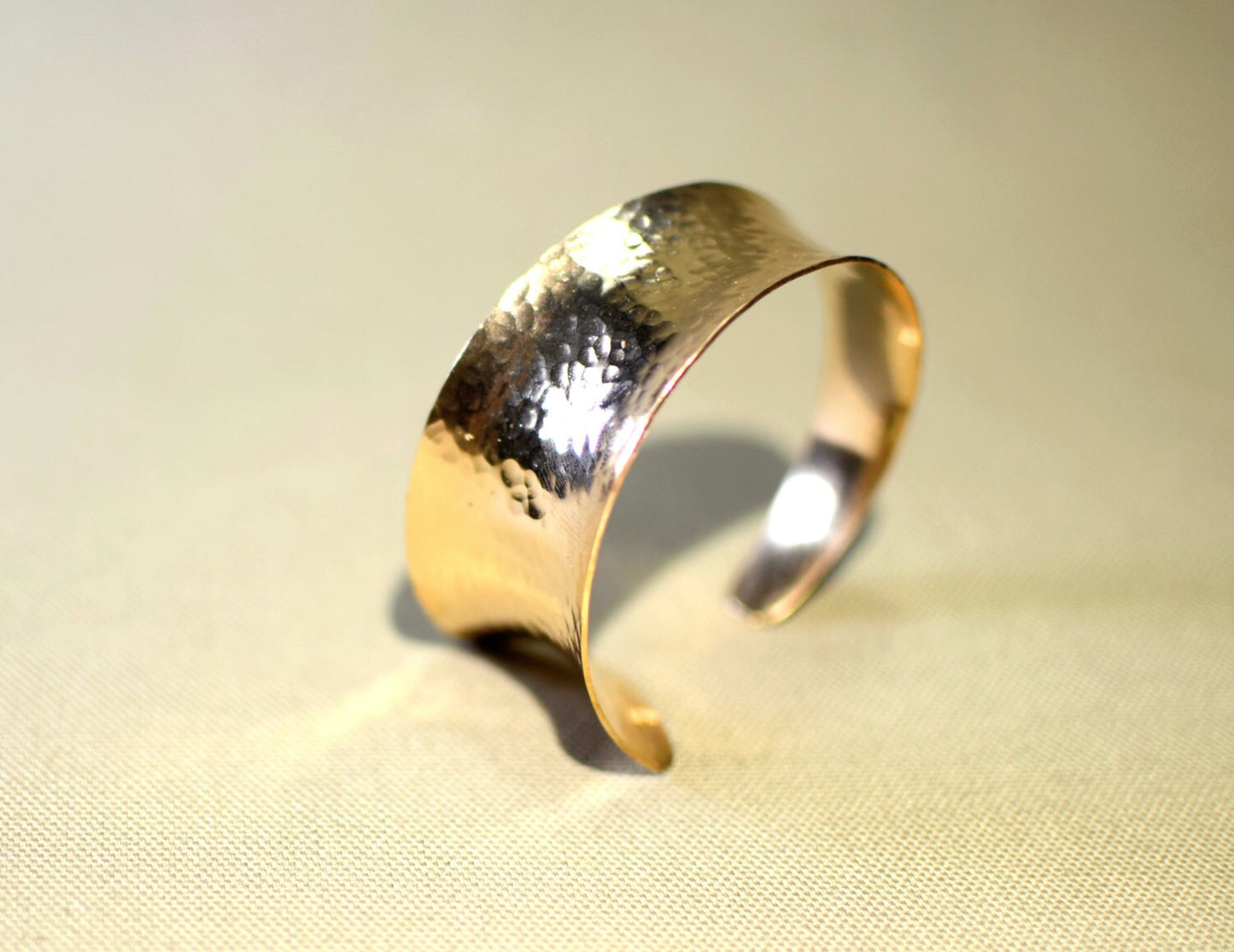 Hammered Bronze and Anticlastic Statement Cuff Bracelet
