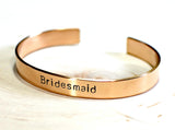 Golden Bronze Bridesmaid Cuff Bracelet ready to Customize for your Wedding, NiciArt 