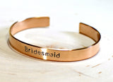 Golden Bronze Bridesmaid Cuff Bracelet ready to Customize for your Wedding, NiciArt 