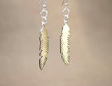 Sterling silver tribal feather dangle earrings, NiciArt 