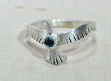 Bird Shaped Sterling Silver Ring with Swiss Blue Topaz, NiciArt 