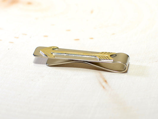 Brass arrow on sterling silver tie clip