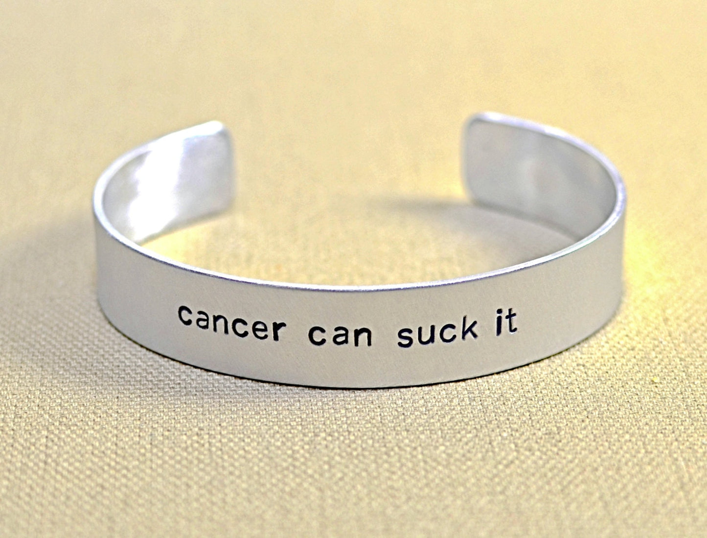 Cancer can suck it aluminum cuff bracelet