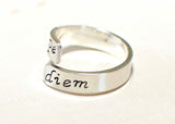 Carpe diem sterling silver bypass ring, NiciArt 