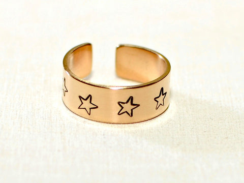 Bronze toe ring with stars, NiciArt 