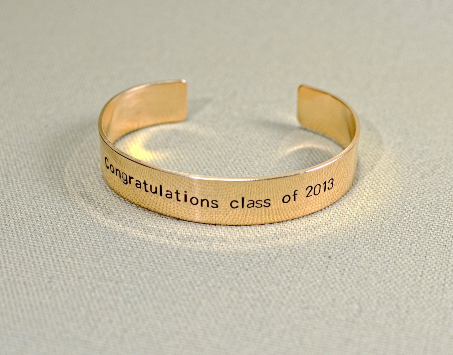 Graduation Bronze Cuff Bracelet with Personalized Messages