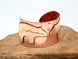 Copper on bronze artisan spirit bear cuff bracelet, NiciArt 