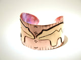 Copper on bronze artisan spirit bear cuff bracelet, NiciArt 