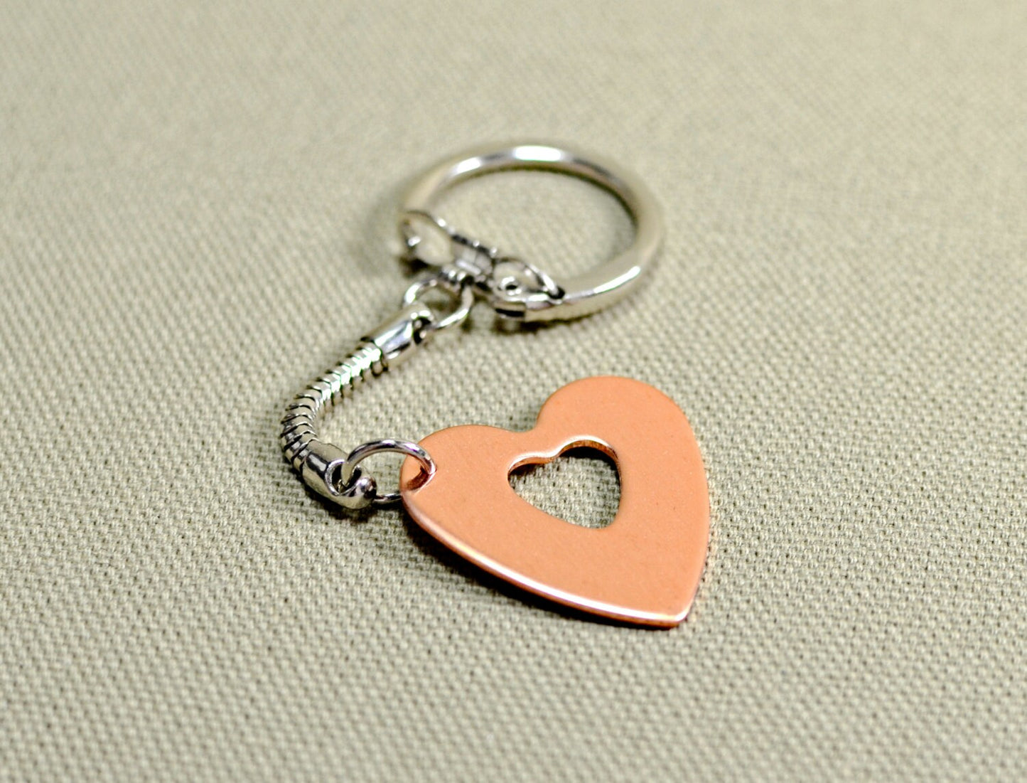 Copper heart key chain for personalized handstamping requests