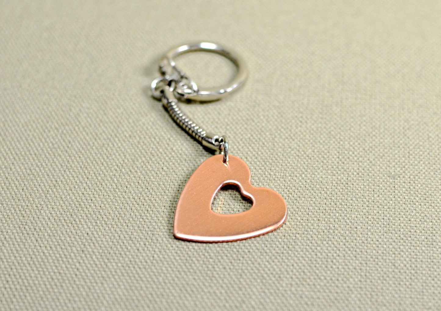 Copper heart key chain for personalized handstamping requests