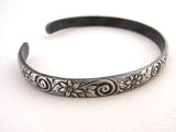 Sterling Silver Cuff Bracelet with Swirling Flowers, NiciArt 