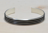 Modern Cuff Sterling Silver Bracelet with Grooves, NiciArt 