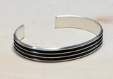 Modern Cuff Sterling Silver Bracelet with Grooves, NiciArt 
