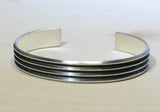 Modern Cuff Sterling Silver Bracelet with Grooves, NiciArt 