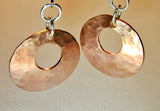 Hammered Copper Disc Earrings with Circular Window, NiciArt 