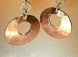 Hammered Copper Disc Earrings with Circular Window, NiciArt 
