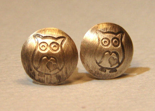 Owl Stud Earrings in Sterling Silver