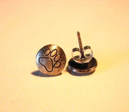 Sterling Silver Stud Earrings with Paw Prints