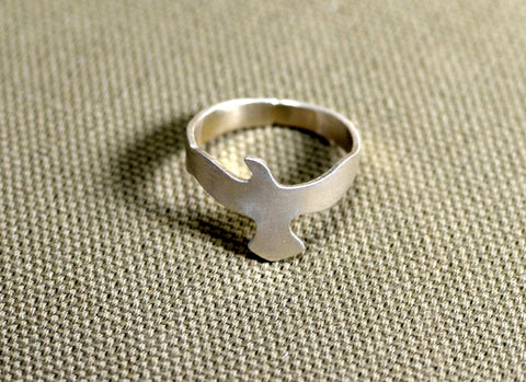Sterling silver soaring seagull ring, NiciArt 