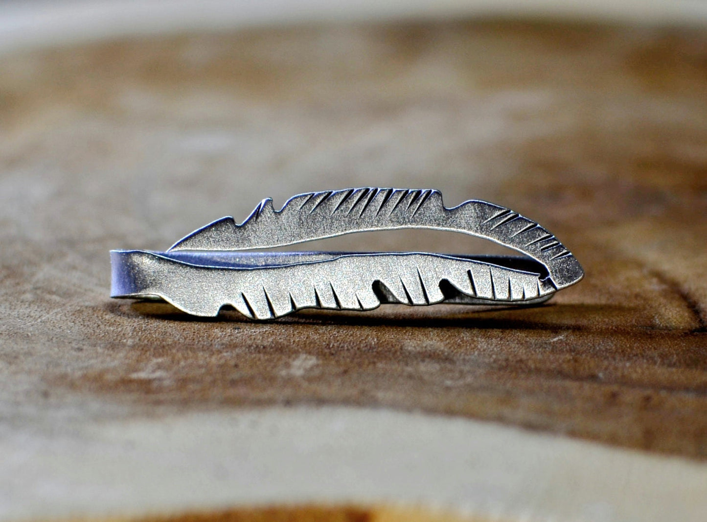 Feather Tie Clip Handmade in Aluminum  - Artistic Tie Bar