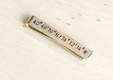 Latitude Longitude Sterling Silver Tie Bar Personalized with Custom Coordinates, NiciArt 