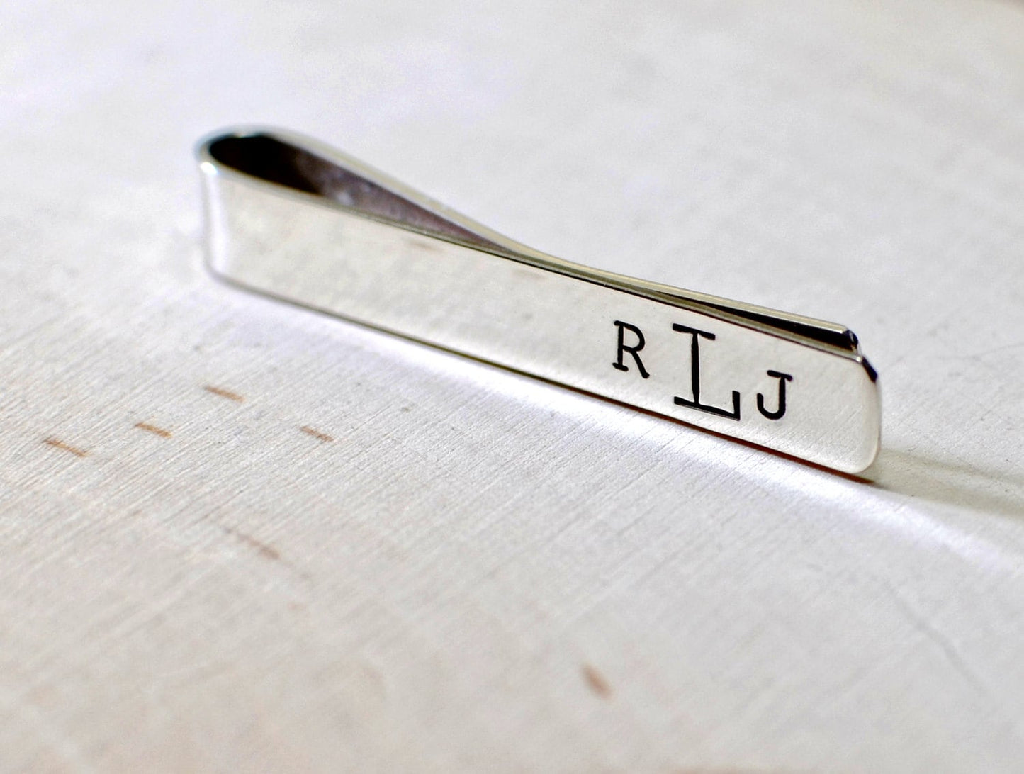 Sterling Silver Tie Clip with Personalized Monogram